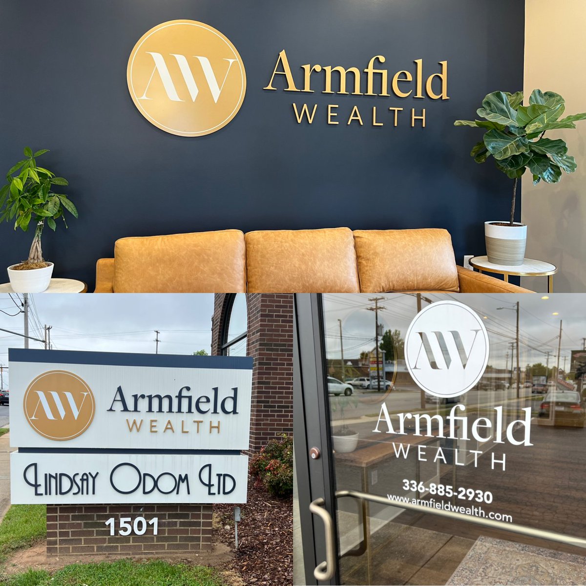 armfieldwealth's tweet photo. These have been up for awhile, but I wanted to thank the vendors that helped with branding &amp; logo design and office signage.  Big thanks to Don Redding and @thereddingteam at Redding Communications, Inc. and Justin Slack and team at Craven Sign Services, Inc! #branding https://t.co/1BcWJvoXgK