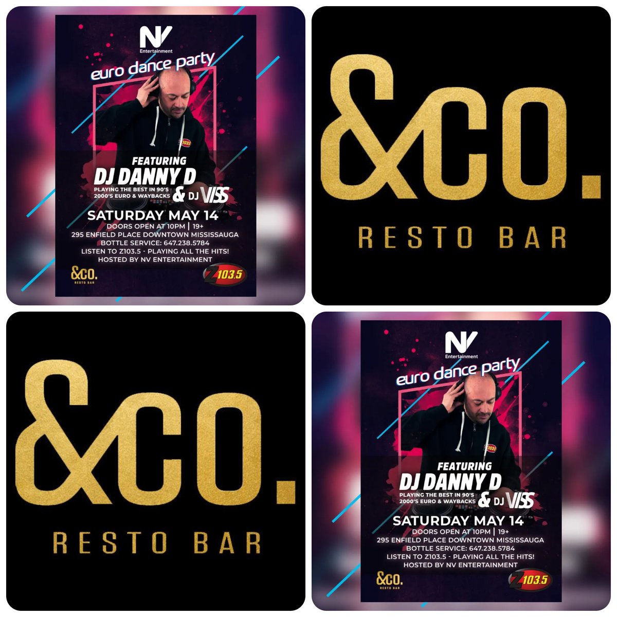 #EURODANCEPARTY w/<a href="/TheRealDJDannyD/">DJ Danny D</a>
 at <a href="/AndCoRestoBar/">&Company Resto Bar</a> in #Mississauga #Saturday May 14/22. Playing all your favourite #90s #2000s EURO/WAYBACKS all night. Hosted by @nvgta Early tix: eurodanceparty.eventbrite.com $30 entry at door, 19+ event, 295 Enfield Pl, Mississauga #DJ #music