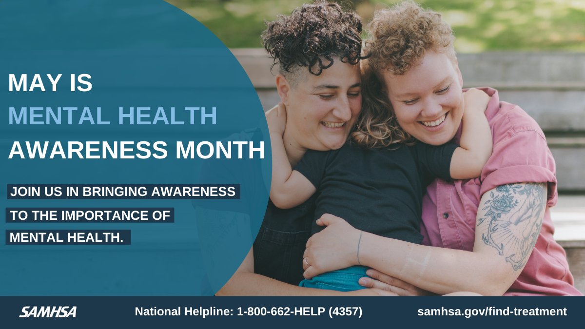 #MentalHealthAwarenessMonth We have more possibilities than ever before to prevent, treat, and promote recovery from mental illness. Let’s bring our voices together for mental health! samhsa.gov/mhmonth
