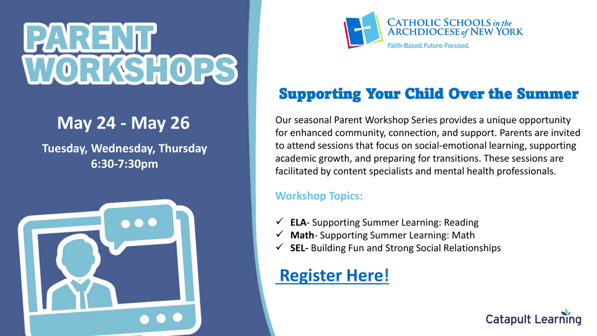 ArchNY_Schools's tweet photo. Parents, is summer learning on your mind? Take the guesswork out of the equation by signing up for our final round of @AdnyLearning virtual family workshops in partnership with @CatapultLearn: https://t.co/S4jiU7hGBB https://t.co/MXMkRUKolx