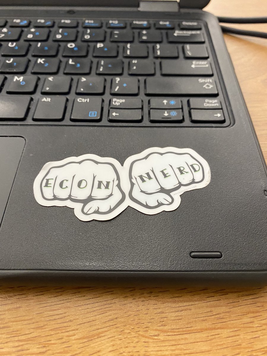 BruinLiBEARian's tweet photo. Here’s my favorite sticker on a returned laptop.  Seniors, get those Media Center items in ASAP! #EconNerd #RockBridgeRocks https://t.co/VaddNXZLHw