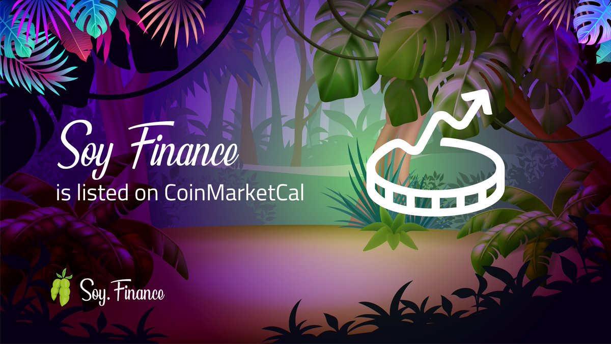 SOY Finance has been listed on #CoinMarketCal, the leading economic calendar for cryptocurrency news. 

Now you can follow some of our news and planned events there as well! 🥳

➡️ coinmarketcal.com/en/coin/soy-fi…

#SoyFinance #DeFi