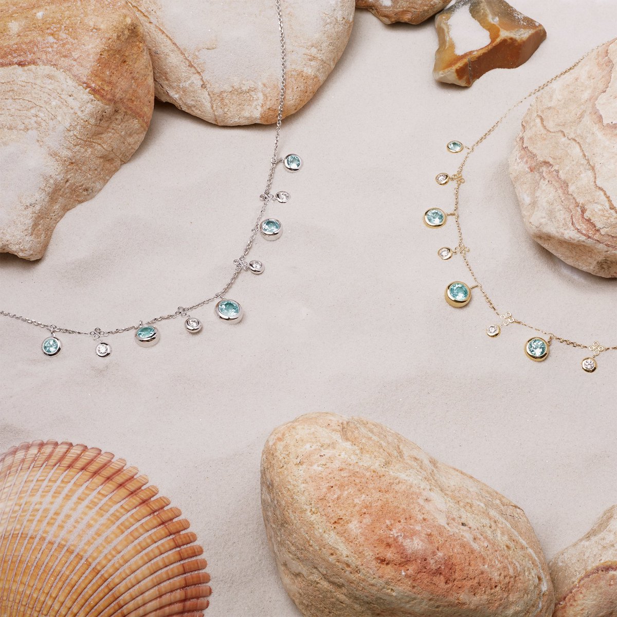 Boodles's tweet photo. Soft aquamarines and dreamy Paraiba tourmalines, like treasures being washed up on the seashore. #BoodlesJewellery #BEACHCollection https://t.co/1S7ouXa5oT