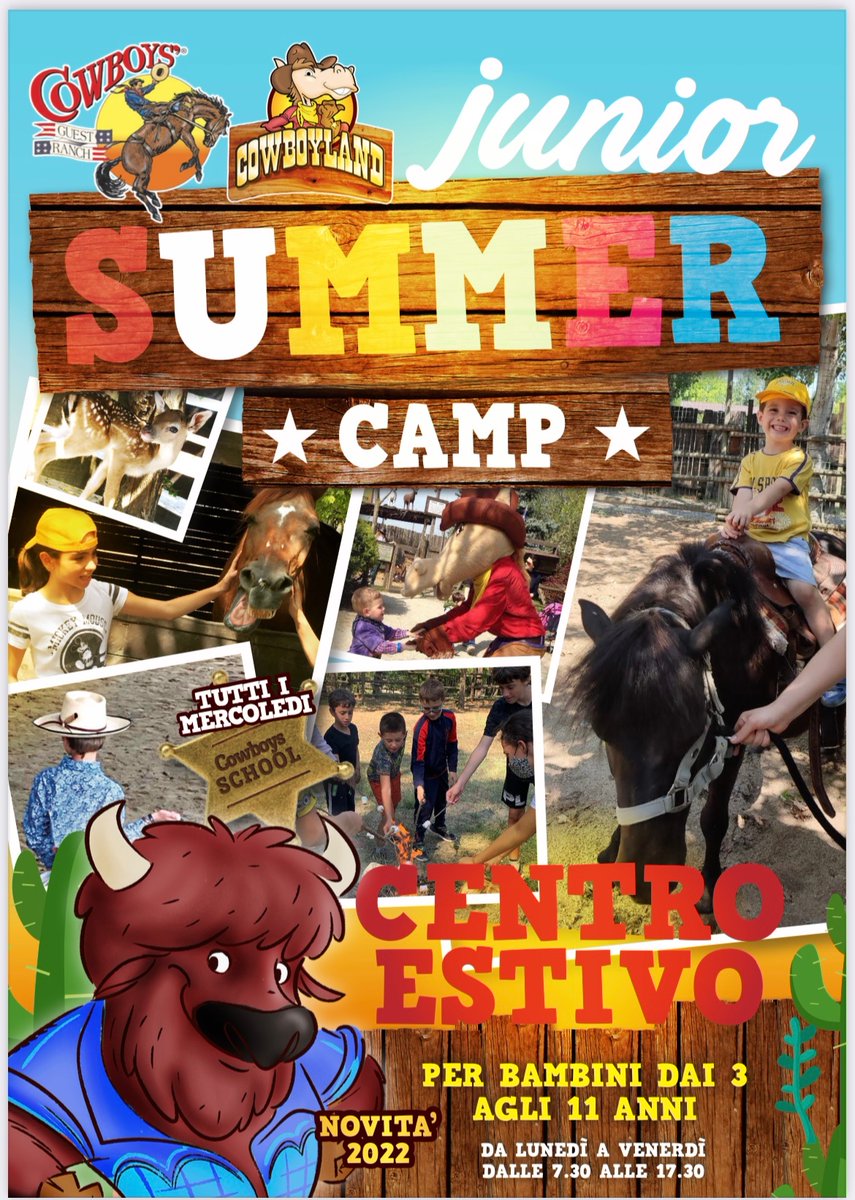 cowboyland's tweet photo. ⭐️ SUMMER CAMP 2022 ⭐️
Aperte le iscrizioni per un’estate da veri cowboy 🤠 
#CBLSummerCamp22 https://t.co/zUoYf2LK4V