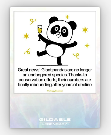 GildableCards's tweet photo. #Gildable Card Creator Spotlight: @happybcast
The Happy Broadcast is a counter hate and fear culture project that features illustrated positive news from around the world inspiring positive #mentalhealth.
#NFT #NFTs #NFTCommunity #nftart #NFTartist https://t.co/KKKzkZ5MJD