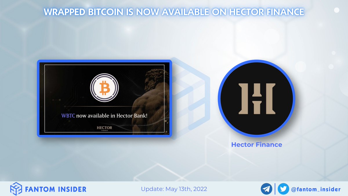 insider_sonic's tweet photo. 🚨 Attention, #Hectorians 🚨

We are thrilled to announce that $WBTC is now available on #HectorBank 🎉

Users now can supply and borrow $WBTC on the @HectorDAO_HEC platform ⚡️!

Try it now 👉 https://t.co/fUUnXg6ect

#Fantom #HectorFinance #HEC #Lending https://t.co/1xdhu110jE