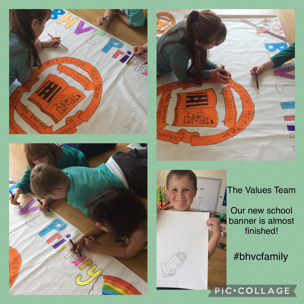 bhvcprimary's tweet photo. These children have been working so hard on our new school banner. We can’t wait to show everyone! #bhvcfamily #communitycohesionproject #expressivearts 🎨🙏🏻✝️ https://t.co/HzwU1Uh71i