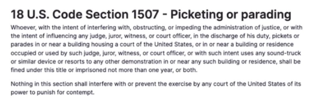 MyTrainerEli's tweet photo. Did you know that protesting outside of a Judges home is illegal… hmmm wonder if everyone else knows? https://t.co/3cRUB2O7Y7