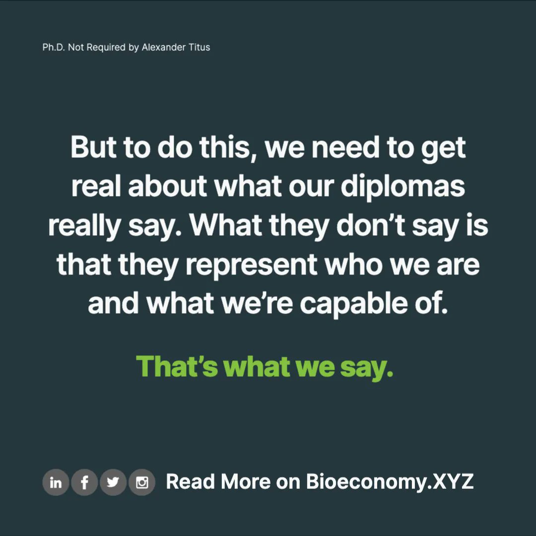 If we want to build a thriving and inclusive #Biotechnology industry, we need to change how we look at education. How do you think the #bioeconomy needs to innovate its reward system to prioritize #skills over a #PhD? 
 
buff.ly/3Pueeaz