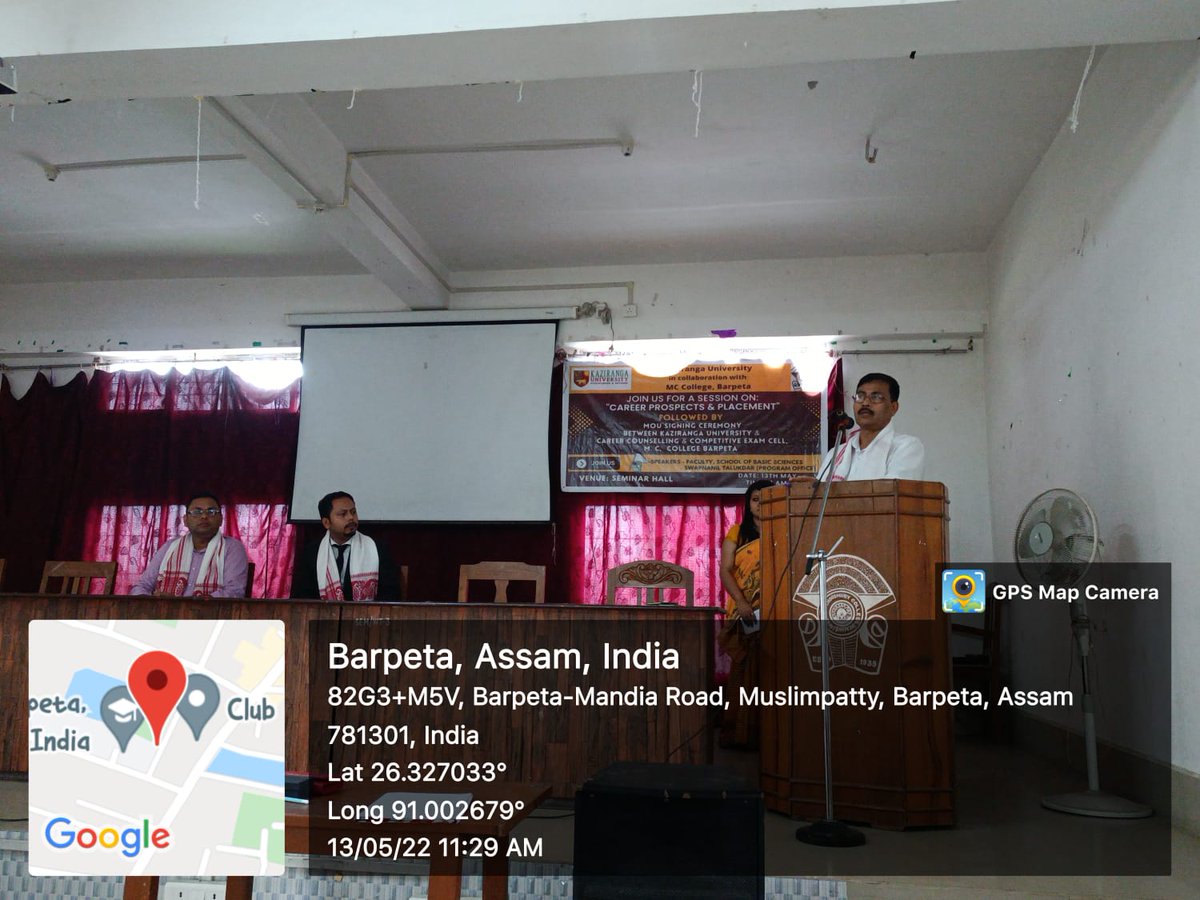 mccbarpeta's tweet photo. A Talk on Career Prospects and Placement and MoU Signing between Kaziranga university and Career Counselling Cell and Competitive Exam Cell, M. C. College Barpeta. A moment to be cherished for the Cell and the College. https://t.co/KfbocsAIne