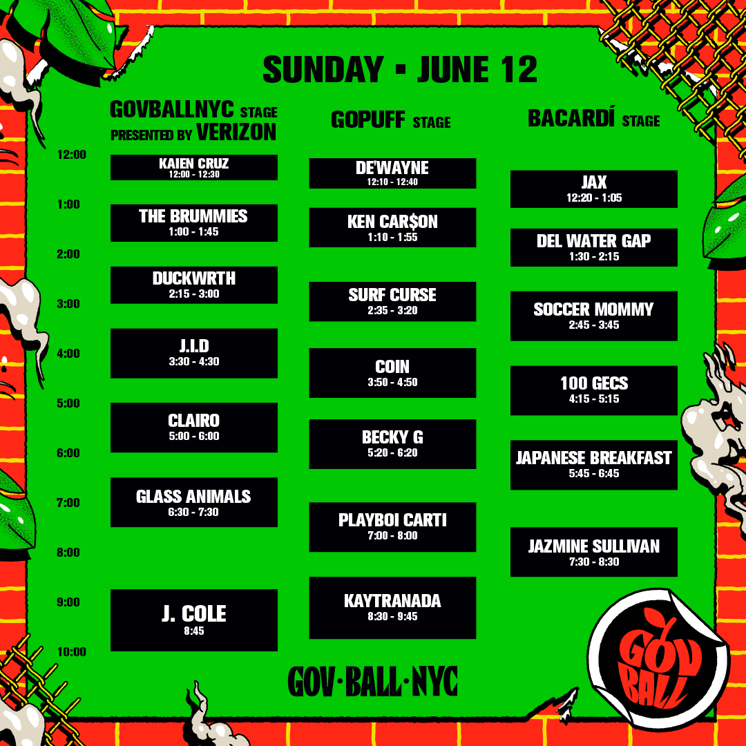 2022  Governors Ball schedule