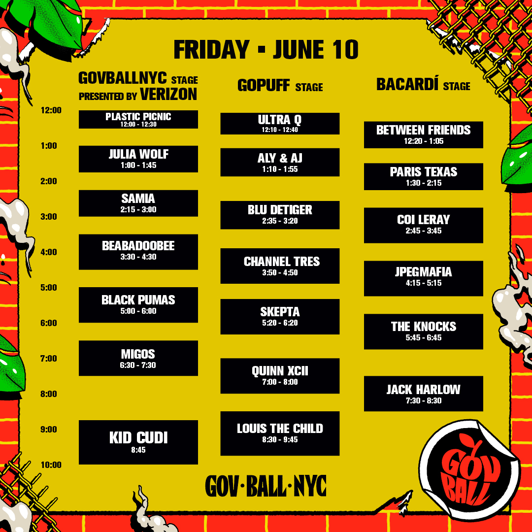 2022  Governors Ball schedule