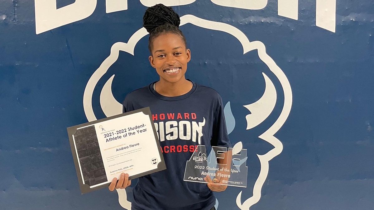 AthletesForHope's tweet photo. .@HUBisonSports was one of our most active campuses this year and we are so proud to work with them. 

Join us in 👏👏👏 this year’s Howard AFH U Campus Award winners:
✨ Team: Howard Football
✨Student-Athlete: Andrea Fierve of Howard Lacrosse
✨ Partner: Bread for the City https://t.co/PLKLTJyzfP