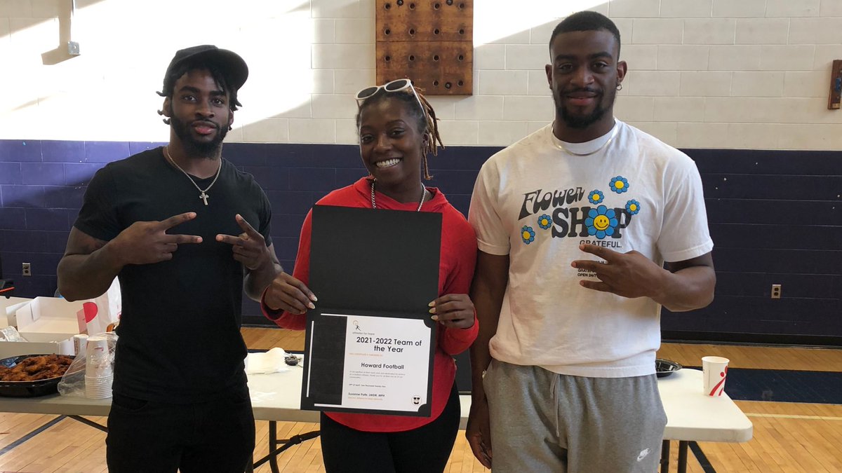 AthletesForHope's tweet photo. .@HUBisonSports was one of our most active campuses this year and we are so proud to work with them. 

Join us in 👏👏👏 this year’s Howard AFH U Campus Award winners:
✨ Team: Howard Football
✨Student-Athlete: Andrea Fierve of Howard Lacrosse
✨ Partner: Bread for the City https://t.co/PLKLTJyzfP
