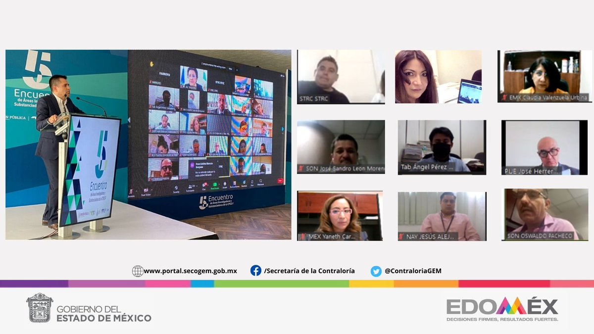 ContraloriaGEM's tweet photo. #Entérate | Participamos, vía remota 🖥, en el 5to. Encuentro de Áreas Investigadoras y Substanciadoras, organizado por @ContraloresMx y la @srtcguanajuato, para los 32 órganos estatales de control.
#ContraloríaEdoméx. https://t.co/7H9RawvFCH