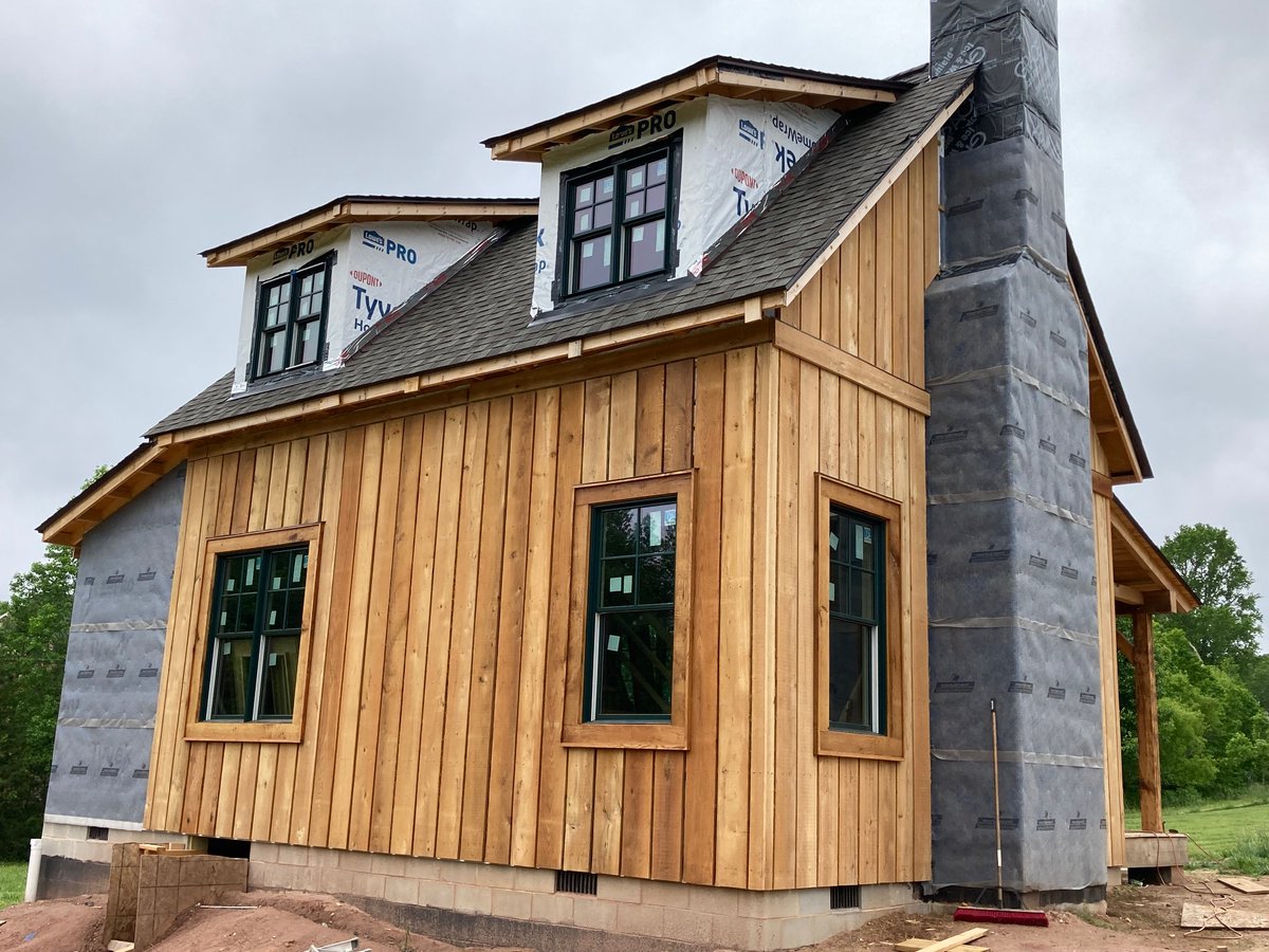 vosswriter's tweet photo. Don't really say much about it, but I'm working on a thing in the backyard. Dormers and bump out will get cedar shakes. Fireplace is wood-burning. It's not a fast thing, but I love this stuff. https://t.co/H6jWR5pXK4