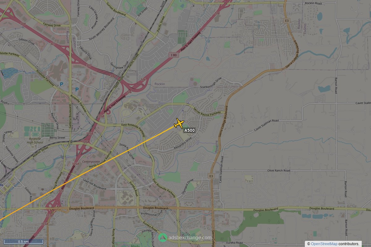 ffoverhead's tweet photo. CalFire #N403DF callsign #A500 (V10) was seen near Roseville, CA at approximately 16:46 UTC squawking 1255 https://t.co/xBIWDYv5ii #CalFire https://t.co/BKnHDrW2jm