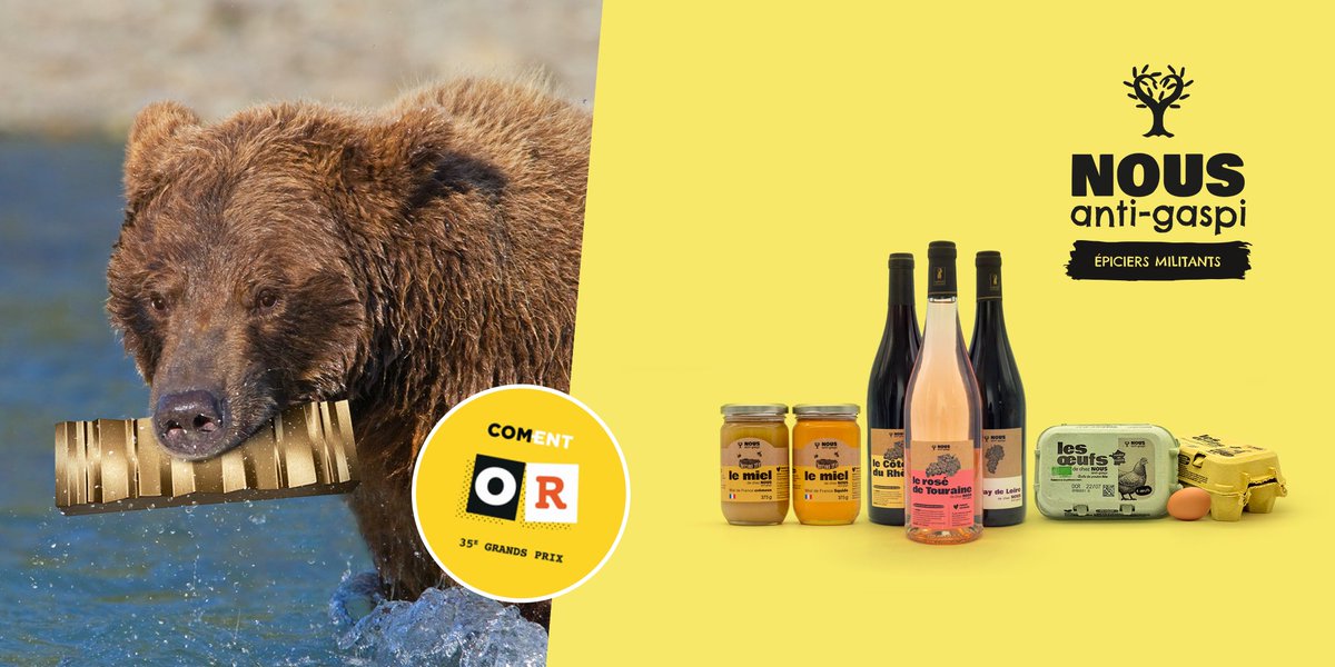 NOUS anti-gapi casse les codes de la grande distribution et lutte contre l’anti-gaspi avec simplicité et bonne humeur ! Une collaboration que nous sommes fiers de voir récompensée par un COMENT d'or dans la catégorie identité visuelle. 🥇🐻