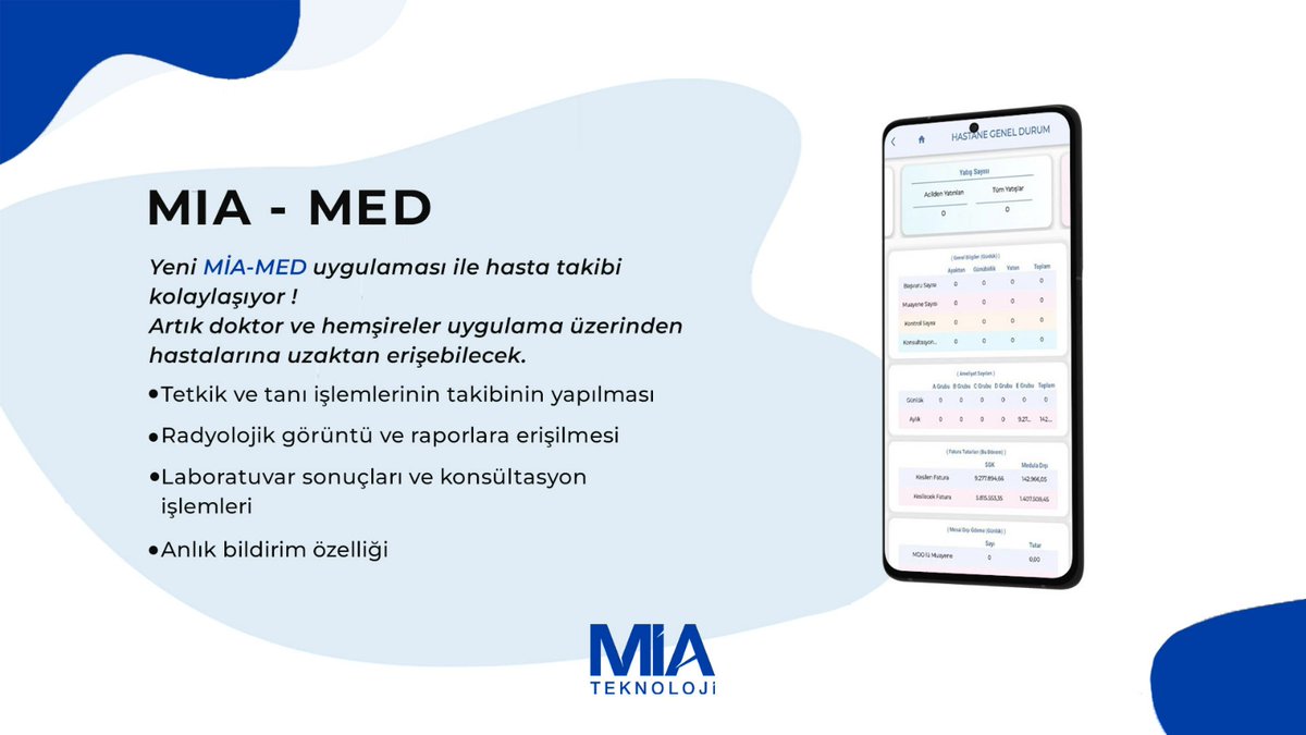 miateknoloji's tweet photo. Güncellenen MİA-MED uygulamamız ve anlık bildirim özelliği ile tüm hastalarınıza kolayca erişebilir takibini telefonlarınızdan yapabilirsiniz.!
#miateknoloji #miamed #hbys #himss #saglik #health https://t.co/vFkJbXob1n