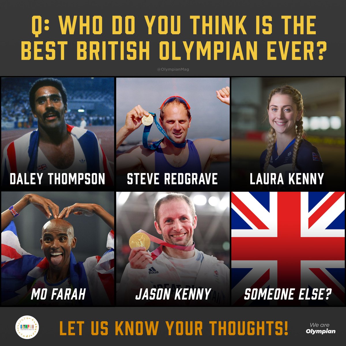 OlympianMag's tweet photo. 🚨 Time for a big question. Perhaps one of the hardest to answer of all…

Who do you think is the 𝙗𝙚𝙨𝙩  British Olympian of all time? Let us know 👇🏼 https://t.co/BSYmTn7IcW