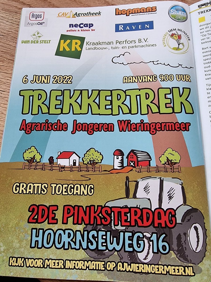 Zet hem in je agenda!
Kom je ook even kijken bij dit spektakel? Als je op de fiets kan komen is dat mooi.
#TrekkertrekWieringermeer 
<a href="/AJWieringermeer/">Agrarische Jongeren Wieringermeer</a>