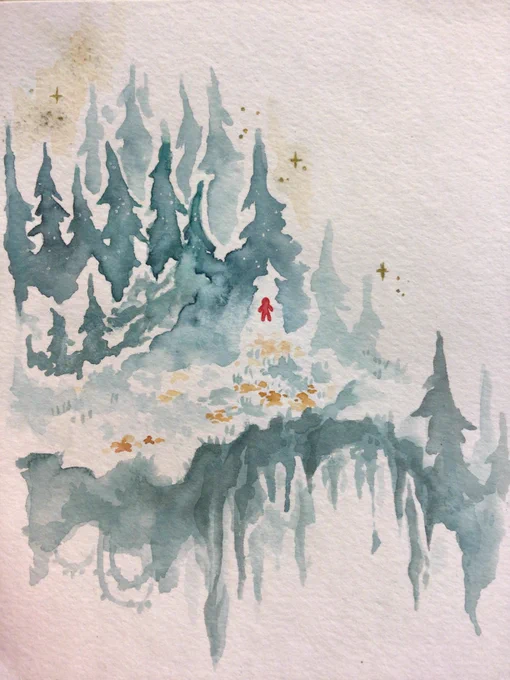 Little painting I did in math class, watercolors are fun to sketch with 