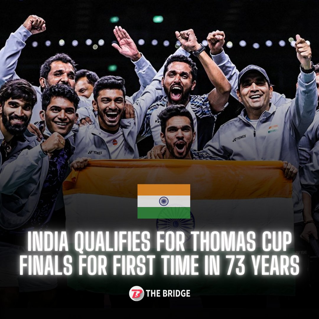 the_bridge_in's tweet photo. INDIA IS IN THE THOMAS CUP FINALS!!🔥

India defeats Denmark 3-2 after a nerve-wrecking semifinal with HS Prannoy once again killing it in the decider!

#Thomascup2022 https://t.co/IZB8SnHXjf