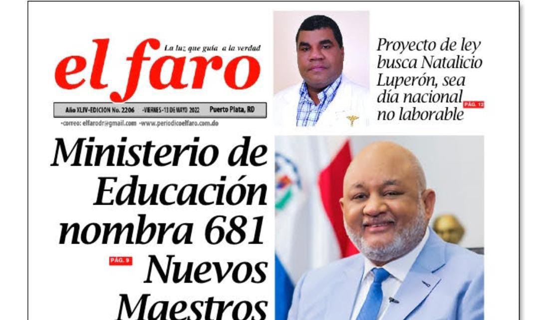 ¿Ya leyeron el periódico El Faro esta semana? 

Aún estás a tiempo y conocer las buenas noticias que vive la educación de Puerto Plata. 

¡Juntos avanzamos! <a href="/EducacionRDo/">Ministerio Educación RD</a> <a href="/RobertoFulcar/">Roberto Fulcar</a> <a href="/PresidenciaRD/">Presidencia de la República Dominicana</a>