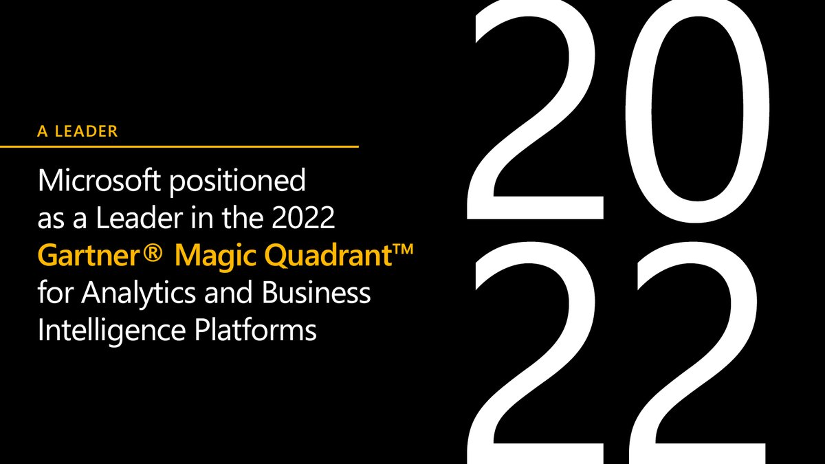 Explore Microsoft capabilities recognized in this year's <a href="/Gartner_inc/">Gartner</a> Magic Quadrant™ for Analytics and Business Intelligence Platforms: msft.it/6012bJxQM #PowerBI