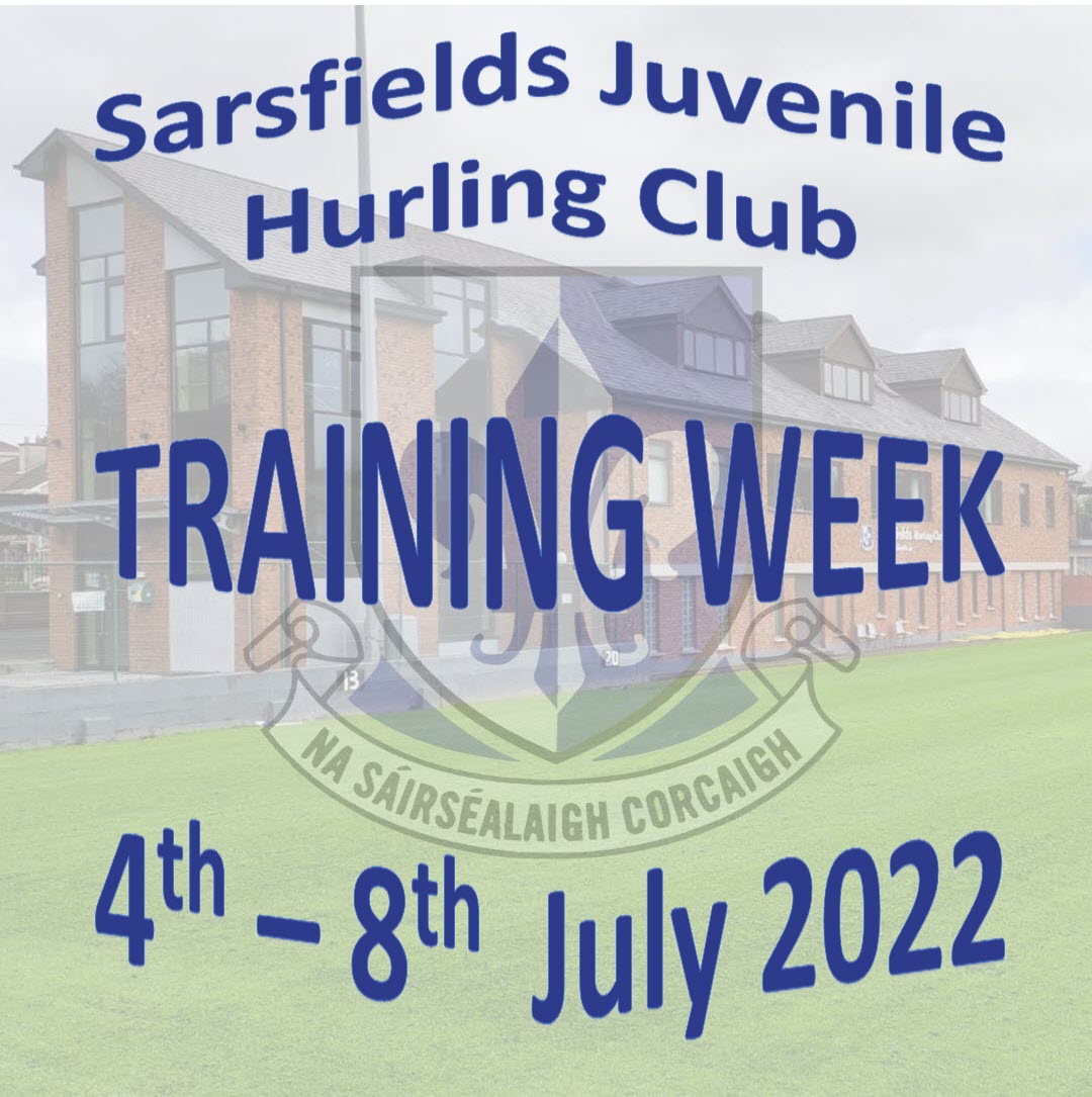 Sarsfields HC Annual Training Week will run from July 4th to 8th.
This Training Week is only open to fully registered players from Under 6 to Under 12.
Registration will open online later this month.
Keep an eye on our social media channels for updates.