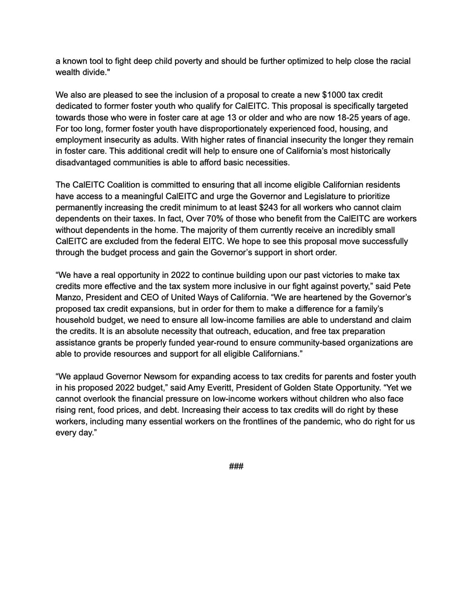 🚨🚨BREAKING @GavinNewsom’s #CAbudget #MayRevise missed critical proposals to expand tax credit, address poverty. We will work to ensure CA puts kids first. @CASenateDems @CAAssemblyDems 
Despite this, we will continue to fight until the ink is dry! 
Read our full statement: