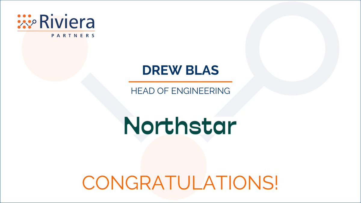 Congratulations to Drew Blas on your new role as Head of Engineering at <a href="/northstarmoney/">Northstar</a>!

Great work by Michael Morell!

#Riviplacement #RivieraPartners #techleadership #hiring #recruitment #recruiting #executivesearch