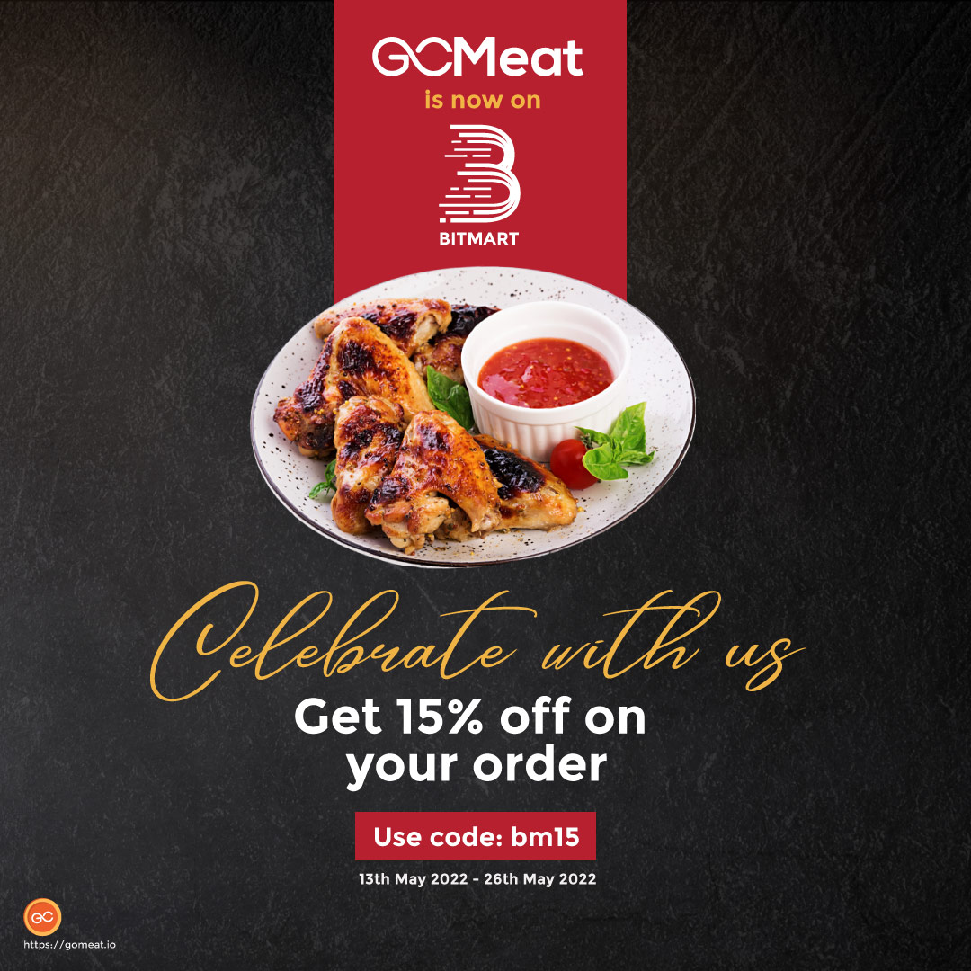 GoMeatToken's tweet photo. Its a party! 🎉
Celebrate #GOMT debut listing on @BitMartExchange with #GoMeat! Get 15% off on your delicious specialty meals with quick home delivery. 
Use code: bm15 https://t.co/4GJ8wJnlez