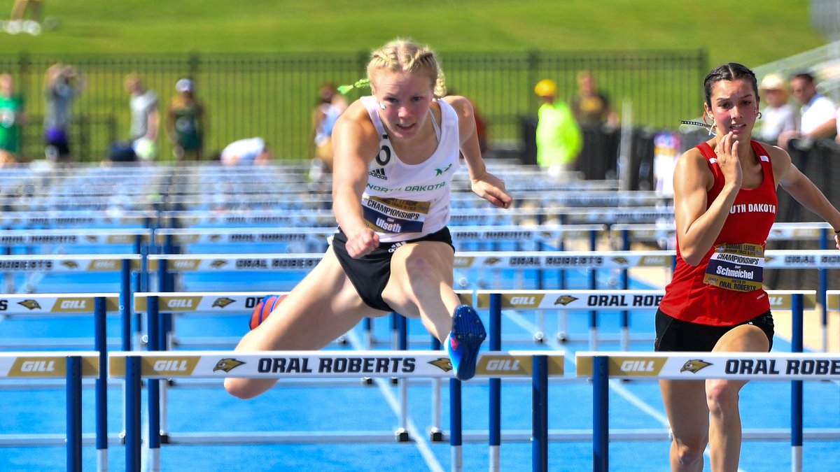 UNDtrackfieldXC's tweet photo. 100m Hurdles Prelim:

Elise Ulseth auto qualifies for the final with a prelim time of 13.65.

#UNDproud #LGH https://t.co/bJ4uAGeZax