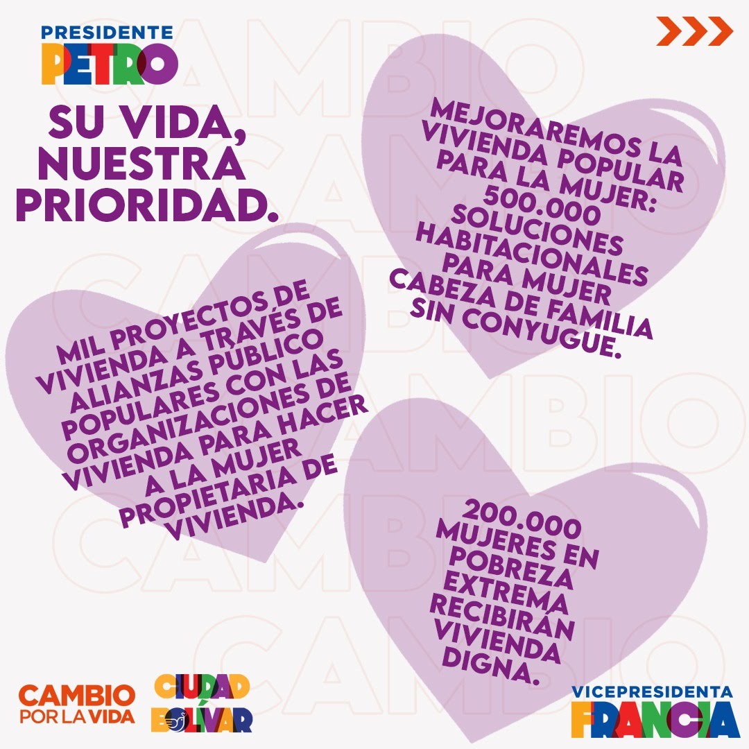 pactohistorico9's tweet photo. El cambio es con las mujeres #elcambioenprimera #petropresidentefranciavicepresidenta #ciudadbolívaravanza #elpactoenlascalles https://t.co/pFeC9HWK6J