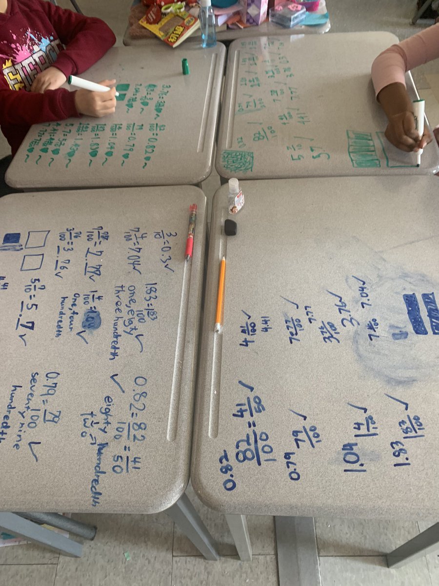 Is there anything better than drawing on your desk? Fraction and decimal practice in portable 3!