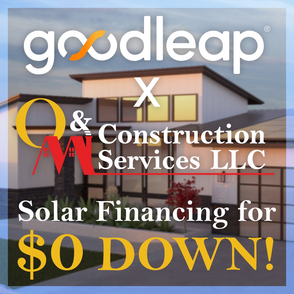 OMConstructHTX's tweet photo. Stop renting your power! O&amp;M is partnered with Goodleap to offer financing options with $0 down. Call or message today to receive a personalized assessment of how much YOU can save by going SOLAR!

#OMConstruction #solar #goodleap #solarpanels #goingsolar https://t.co/TFujkyT3SR