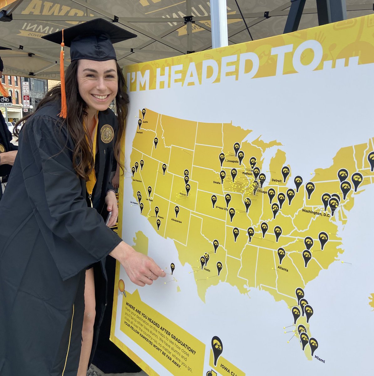 uiowaalumni's tweet photo. Our newest Hawkeye grads are sharing where they’re headed after graduation. Welcome them to you’re neck of the woods by shouting out where you’re at! #UIowaGrad22 https://t.co/1PND5JYbjD