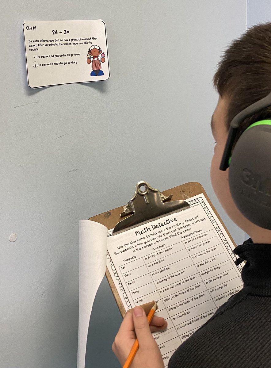 MsRakowski's tweet photo. Using math skills to solve a Whodunnit mystery was a fun way to start our day. @EastMorichesSD  @EMorichesMS https://t.co/d8HWodVX8Q