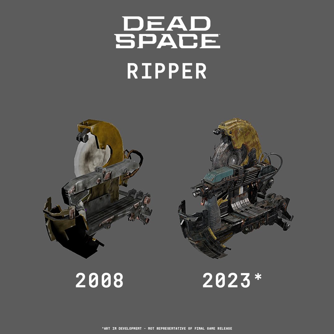 Dead Space Ripper Comparison from 2008 to 2023* (*Art in development - not representative of final release)