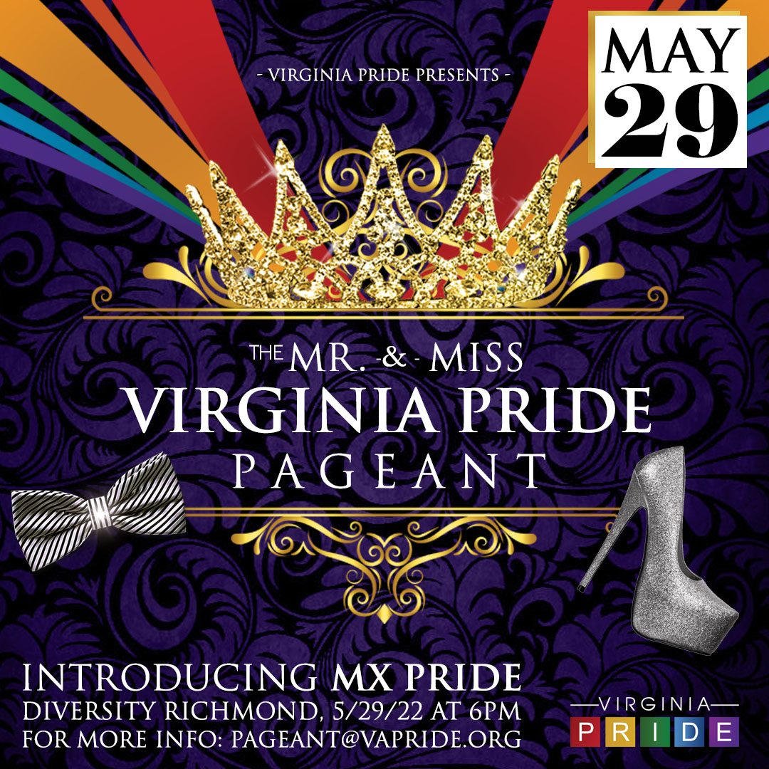 VisitGayVA's tweet photo. WHO will win THE CROWNS 👀 #pageantqueen #pageantking May 29, 2022 @VA_Pride ✨https://t.co/CKmmwksX8q 👑 @ILoveLGBTPride #pride2022 #visitgayva https://t.co/Fi6puYXFIK