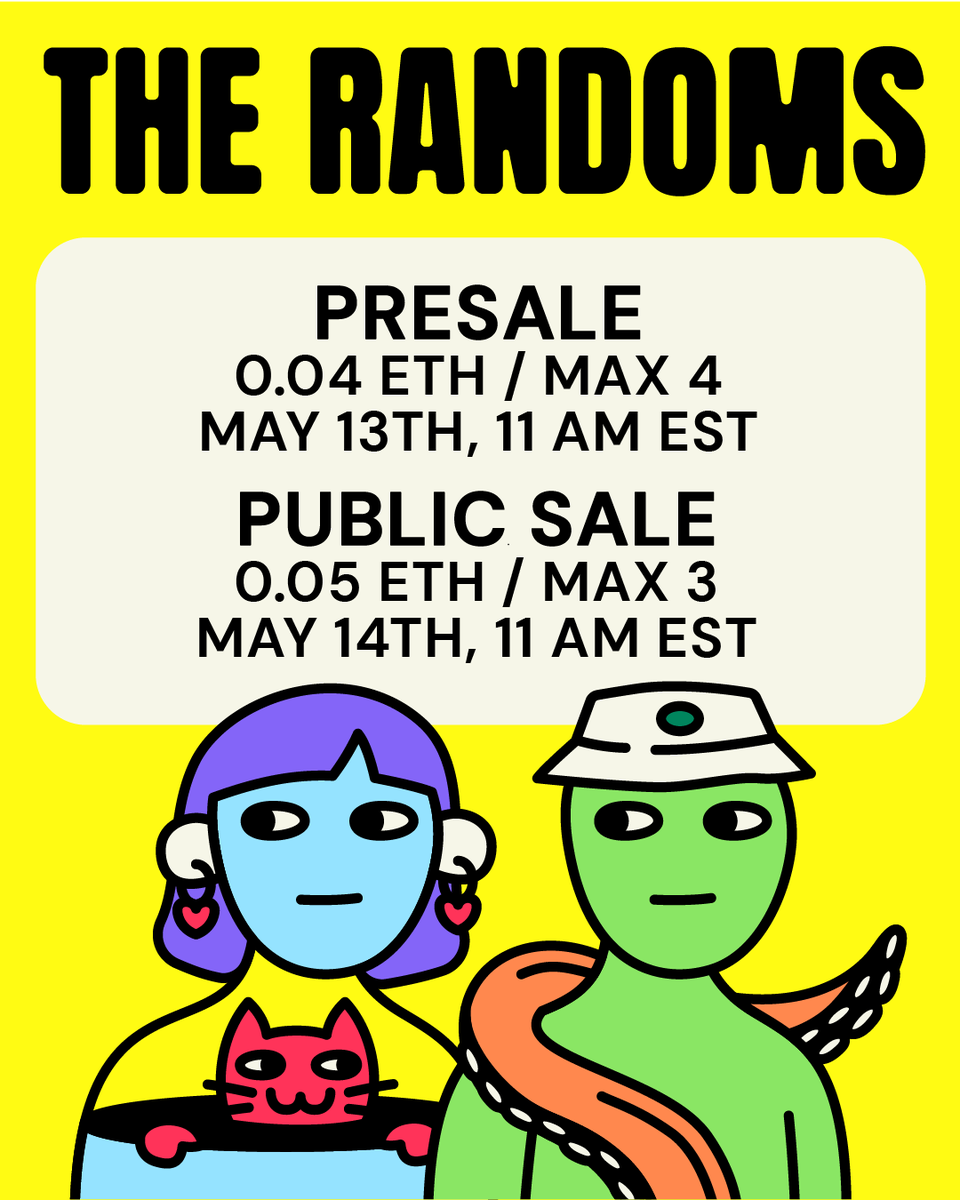 therandomsnft's tweet photo. PRESALE IS LIVE FAM. 💛

https://t.co/KhvlBcehgu https://t.co/O274mcbe9P