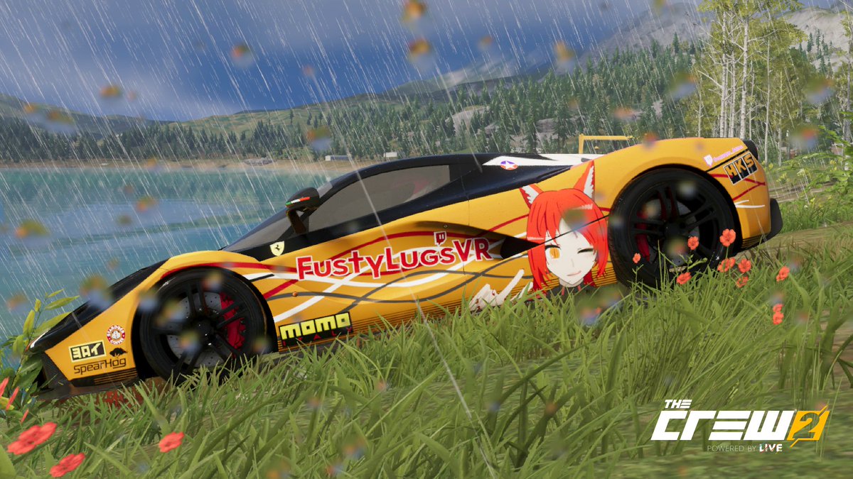 Schurzen_Artac's tweet photo. Yesterday I was chillin in @FustyLugsVR chat having a good time. I decided I wanted to do something. Fusty meet Ferrari <3 #itasha #TheCrew2StandardEdition https://t.co/9F1OVsYPBK