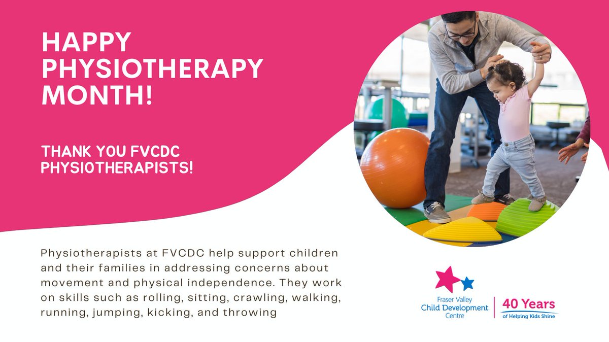 FraserValleyCDC's tweet photo. Happy Physiotherapy Month!  We want to say a special thank you to all of the Physiotherapists who support #children and their #families at the Fraser Valley Child Development Centre. 

#physiotherapy #helpingkidsshine #childdevelopment #fraservalley #fvcdc #physiotherapist https://t.co/moZC5hDraO