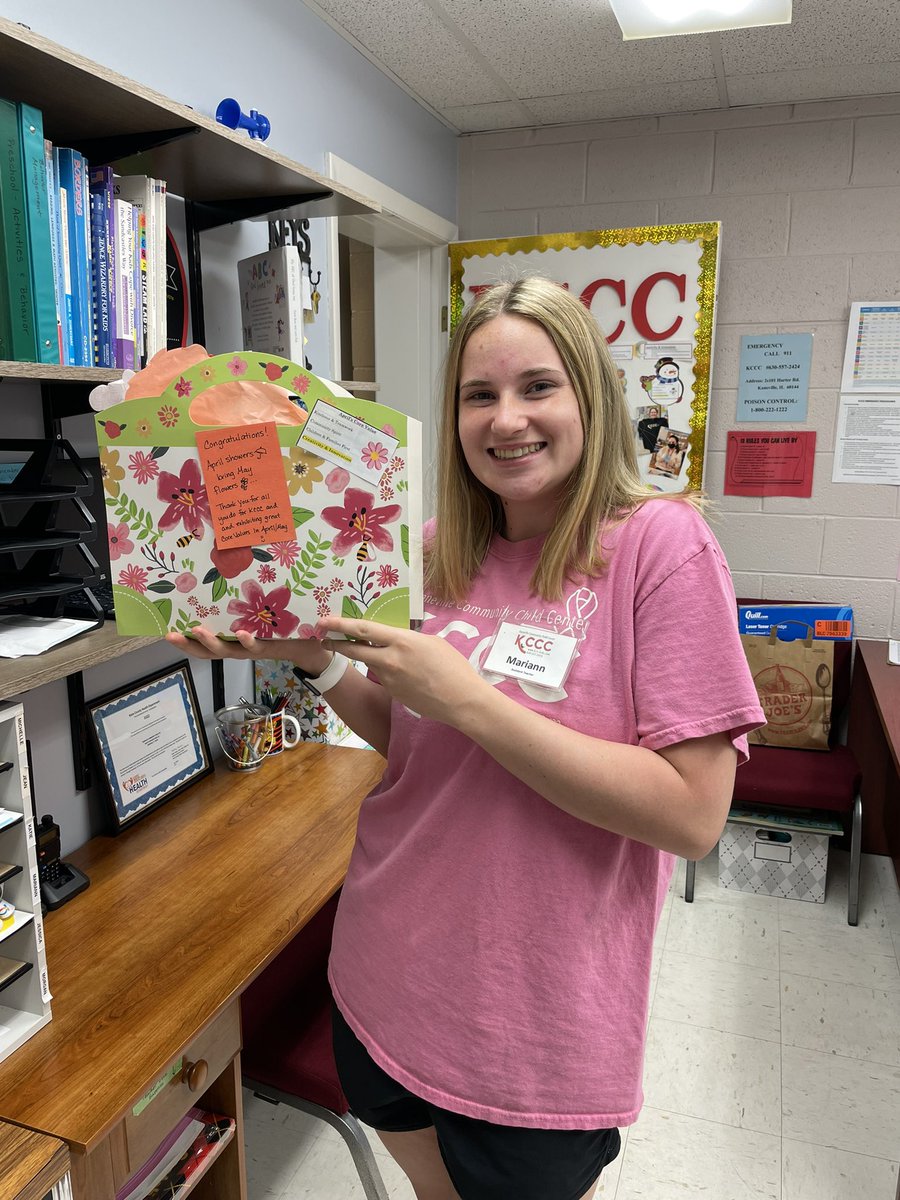 kccckids's tweet photo. ☔️ April showers bring May flowers! 🌸

Winner! Miss Mariann!! 

🌈 Miss Mariann’s name was drawn AGAIN in our monthly Core Values drawing! 

🤩 She received shout outs from her KCCC Staff Family for exhibiting our fourth Core Value of “Creativity and Innovation”. https://t.co/gPGbdtRTo9