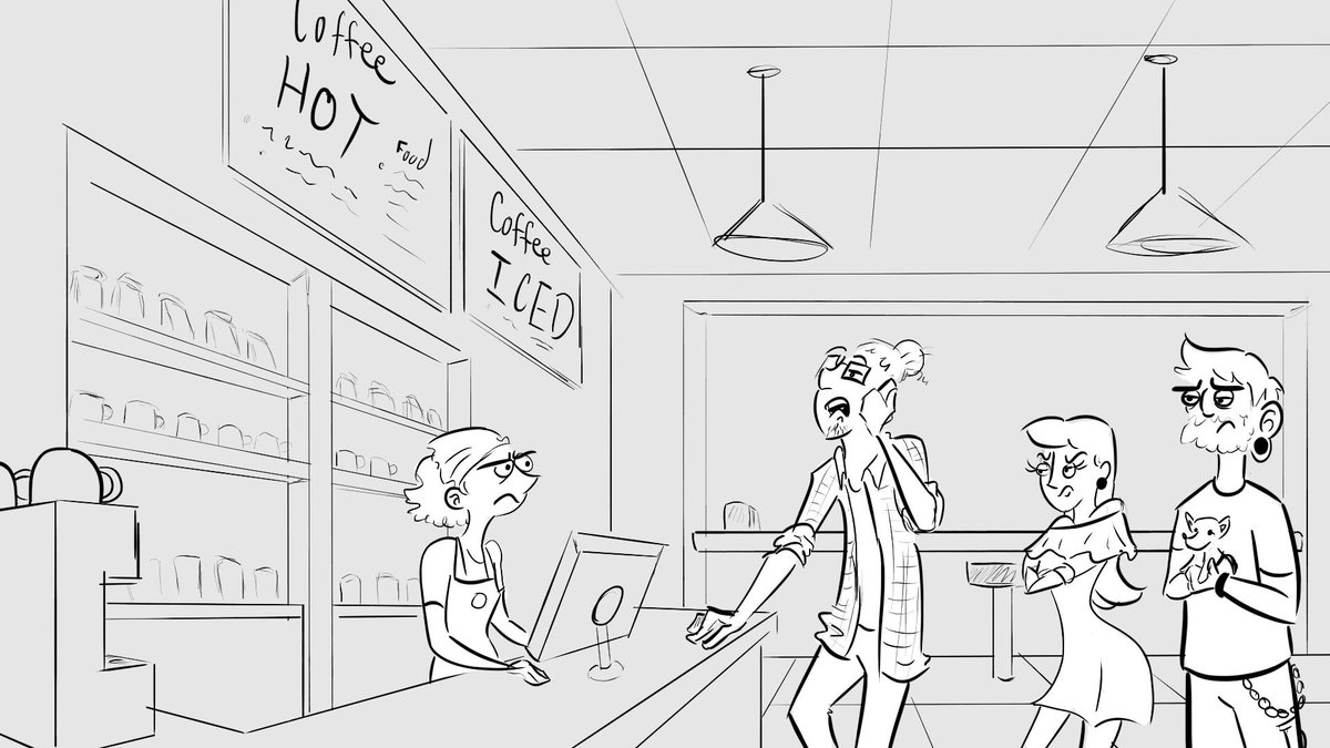 EmWillDraw's tweet photo. If you know you know that when I worked back in retail this was one of my top 5 hated things that customers did. Being on their phones while they are checking out at the register. #illustration #doodle #retail #coffee #rude #photoshop #storyboardartist #storyboard #storytelling https://t.co/DesoMNWfPr