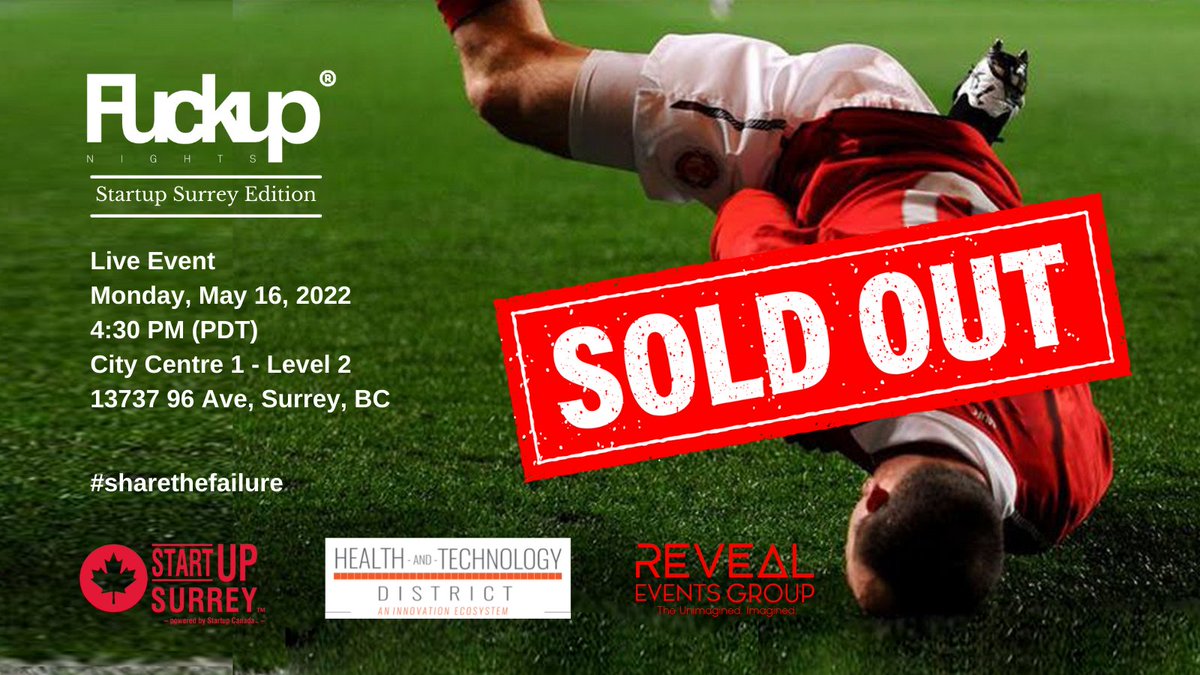 We’re ready to #sharethefailure!!! 🛑

Thank you to our sponsors and <a href="/Startup_Canada/">Startup Canada</a> for supporting the startup community. 👏🏻🍁

#sharethefailure #entrepreneurs #businesscommunity #startups #grit#hardwork #Surrey #BC