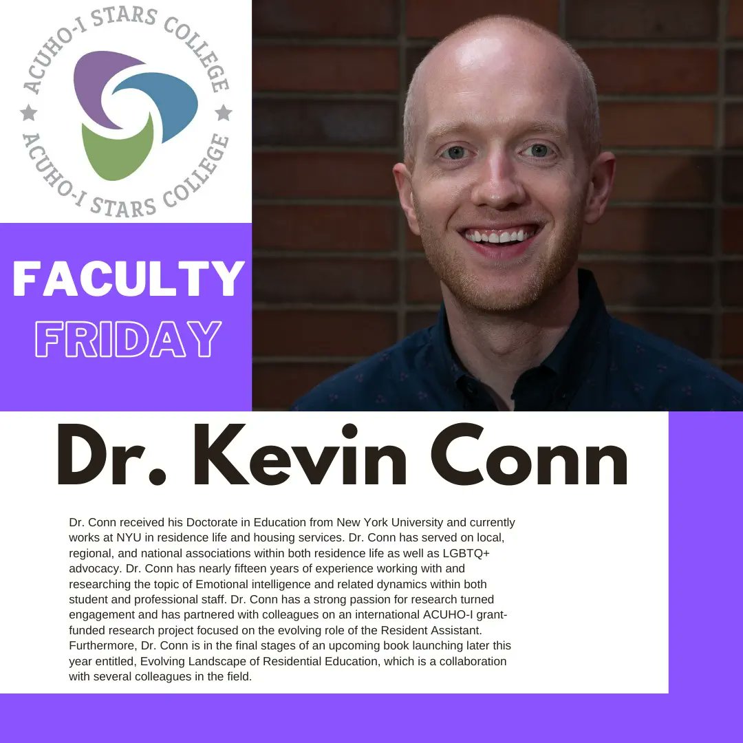 It's Faculty Friday! Let's meet our first two spotlighted STARS College 2022 faculty members, Hilary Caron and Dr. Kevin Conn! 

🌟🌟🌟🌟🌟🌟🌟🌟🌟🌟🌟

To learn more about the #ACUHOI STARS College information page here: acuho-i.org/events/stars

#StarsCollege22 #ACUHOI #SAPro