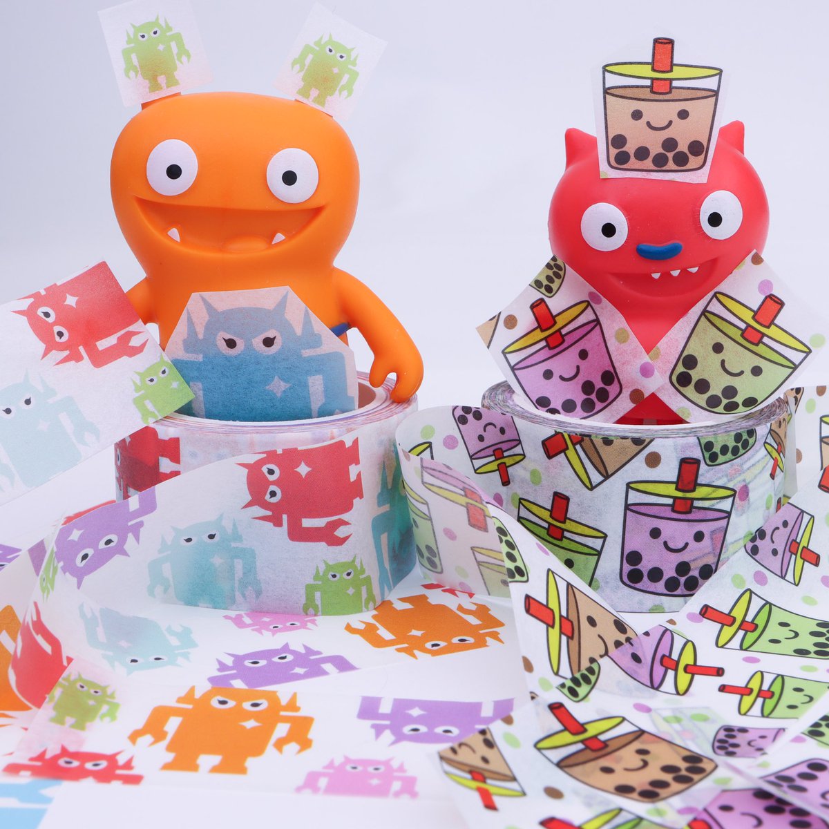 icebat02's tweet photo. It looks like these two found the cool new washi tape from @giant_robot ! #howugly #uglydolls https://t.co/oftpAesScX