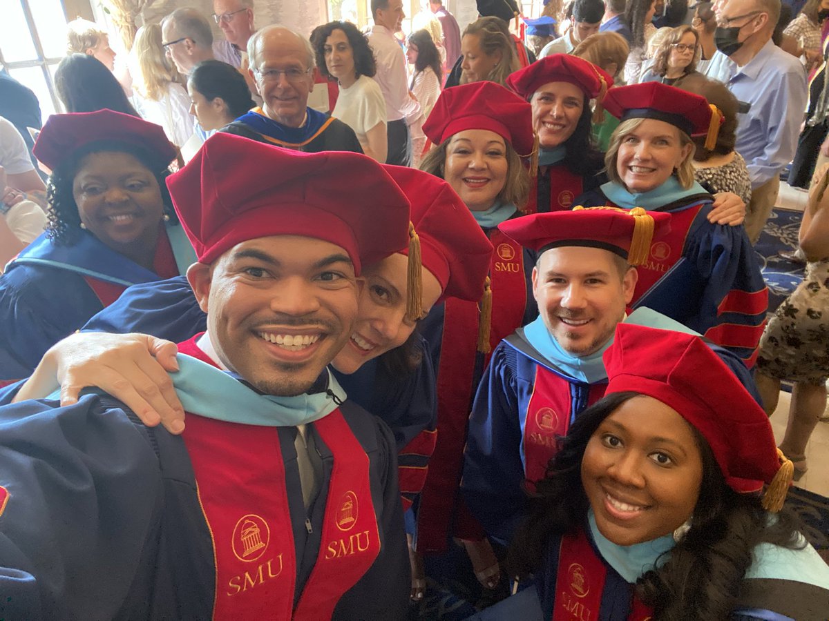 Justin_D_James's tweet photo. The SMU Graduation Experience has begun! The @smusimmons graduation is complete, and I’m so glad my family was there to see it! Stay tuned for the All University Graduation tomorrow @SMU @smueddedleader #SMUGrad22 #TheJourneyOfDrJames #EdDLeader #PonyUp #FiestyFifteen ❤️ 💙 🐎 https://t.co/Uut1R8eouM